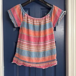 dRA Anthropologie Boho Striped Top Size S